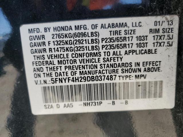 2013 HONDA PILOT LX - 5FNYF4H29DB037487