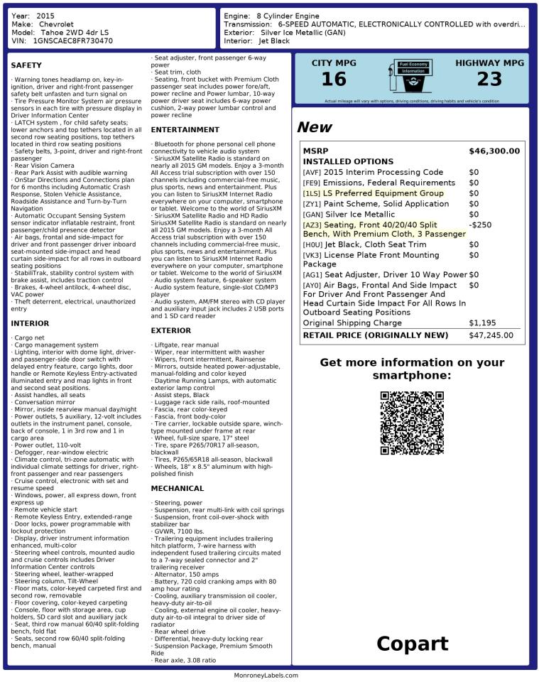 CHEVROLET TAHOE C1500 LS