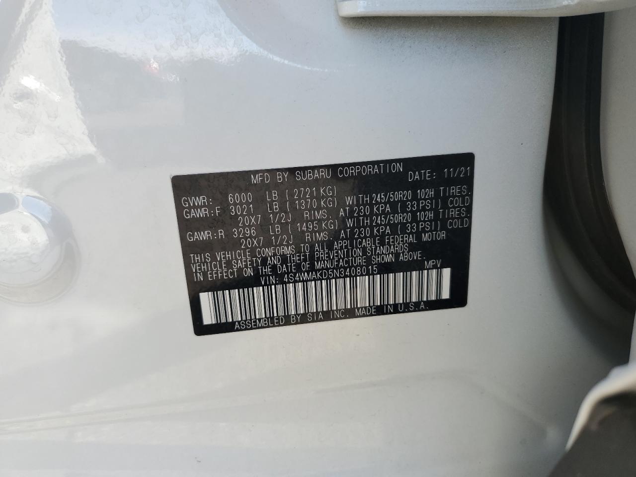 SUBARU ASCENT LIMITED