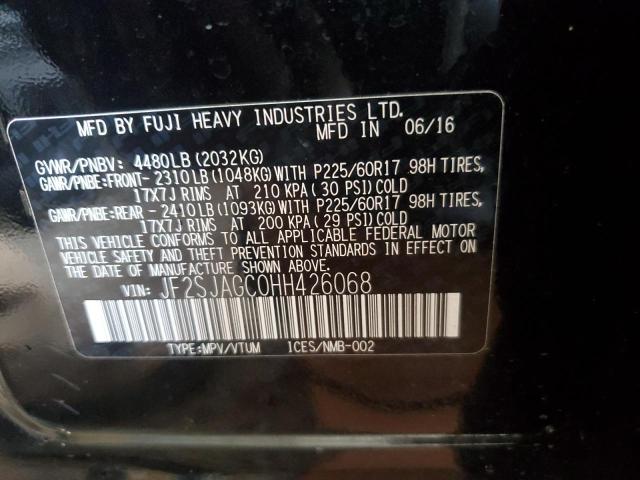 2017 SUBARU FORESTER 2 JF2SJAGC0HH426068