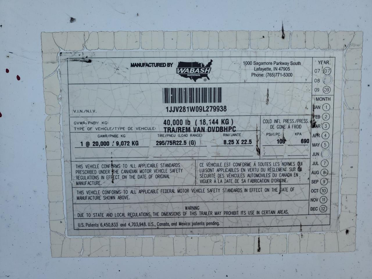 Lot #3311575238 2009 WABA DRY VAN TRAILER