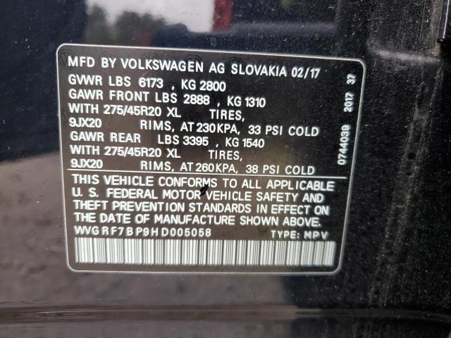 2017 VOLKSWAGEN TOUAREG WO WVGRF7BP9HD005058