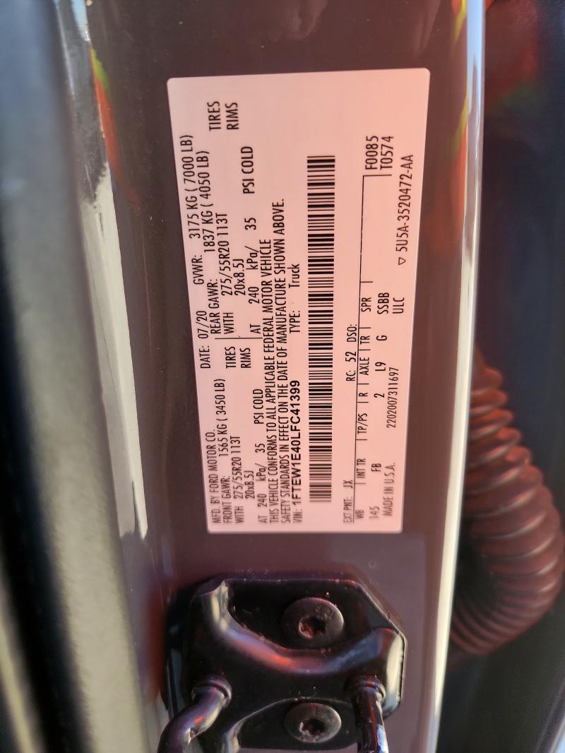 2020 FORD F150 XLT - 1FTEW1E40LFC41399