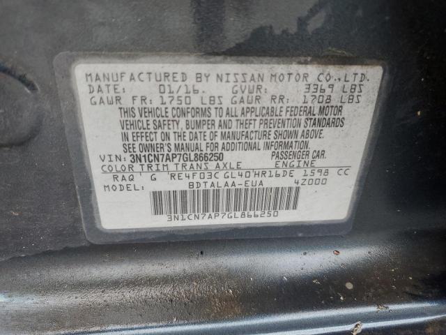 2016 NISSAN VERSA S 3N1CN7AP7GL866250