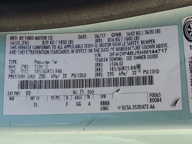 2017 FORD FIESTA SE 3FADP4BJ5HM144717