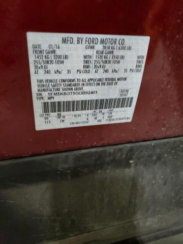 2016 FORD EXPLORER S 1FM5K8GT5GGB92401