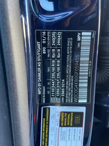 2016 MERCEDES-BENZ GLC 300 4M WDC0G4KB0GF059455