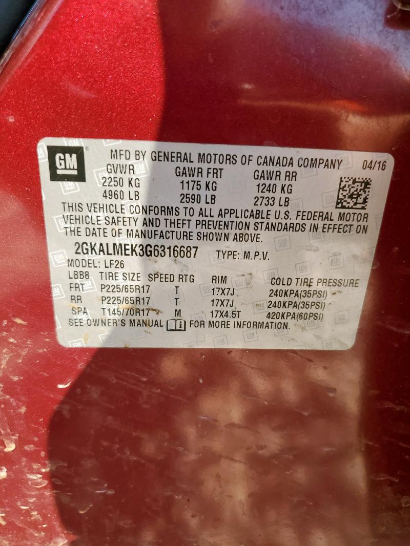 2016 GMC TERRAIN SL 2GKALMEK3G6316687