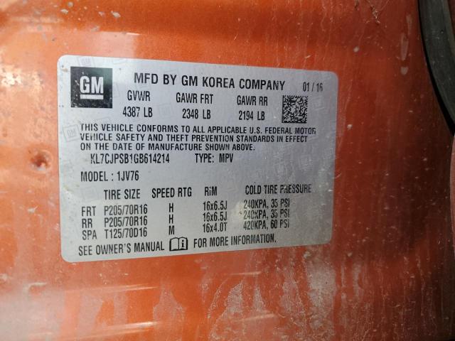 2016 CHEVROLET TRAX 1LT - KL7CJPSB1GB614214