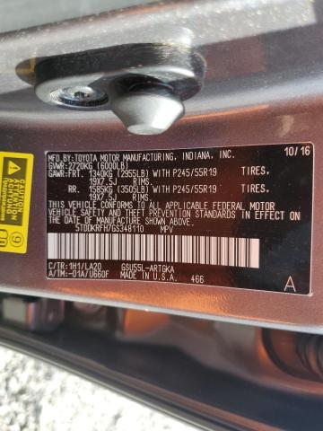 2016 TOYOTA HIGHLANDER 5TDDKRFH7GS348110