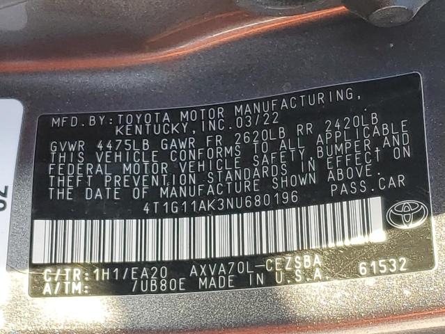2022 TOYOTA CAMRY SE #3304170441