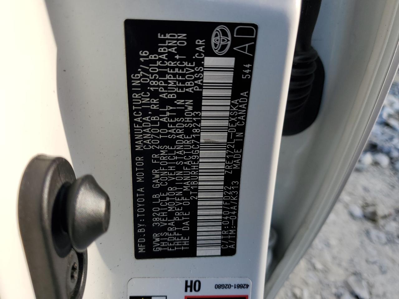 Lot #3311466253 2016 TOYOTA COROLLA L