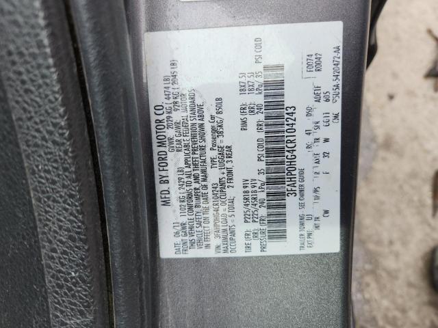 2012 FORD FUSION SE - 3FAHP0HG4CR104243