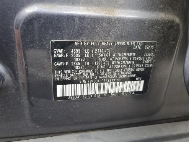 2015 SUBARU OUTBACK 2.5I LIMITED 4S4BSALC3F3313190