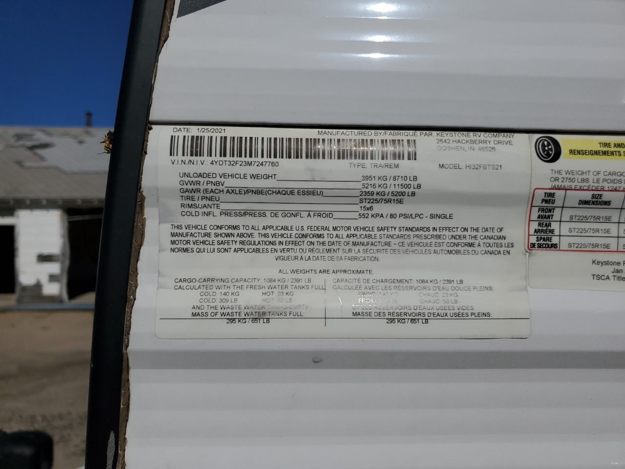 Lot #3285900569 2021 KEYSTONE HIDEOUT