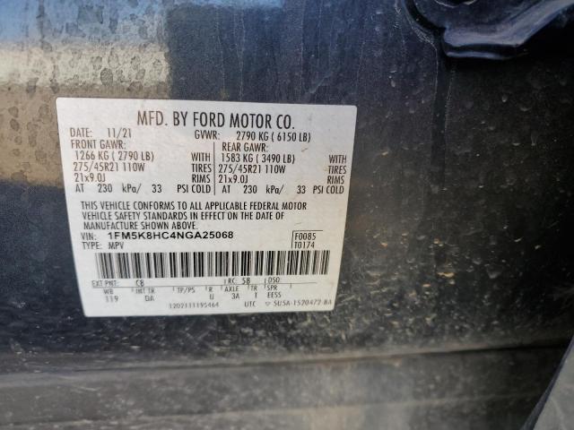 2022 FORD EXPLORER PLATINUM 1FM5K8HC4NGA25068