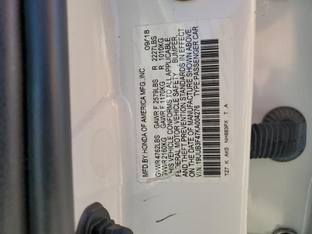 2019 ACURA TLX TECHNO 19UUB3F47KA004276