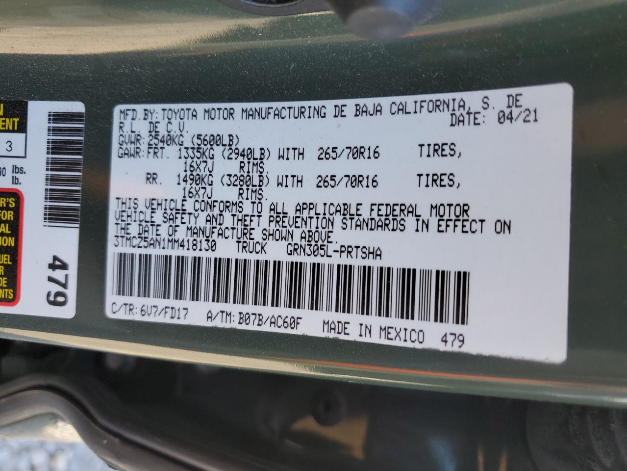 TOYOTA TACOMA DOUBLE CAB