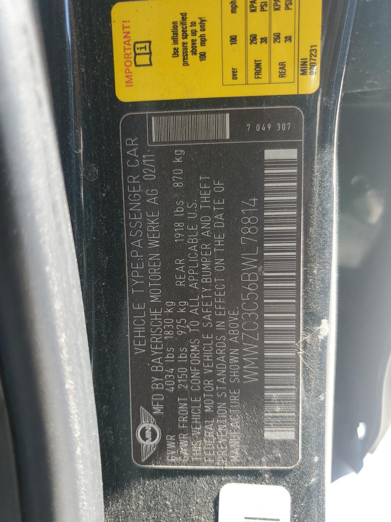 2011 MINI COOPER S C - WMWZC3C56BWL78814