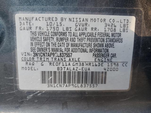2016 NISSAN VERSA 3N1CN7AP9GL837557