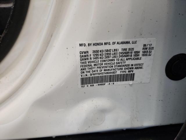 2017 HONDA PILOT EXL #3301868972