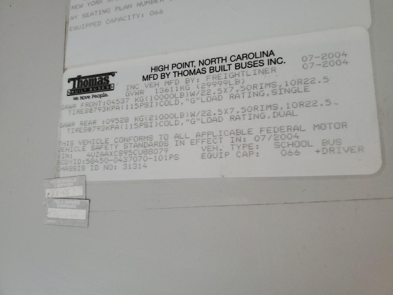 Lot #3270684892 2005 FREIGHTLINER SAF-T-LINER C2