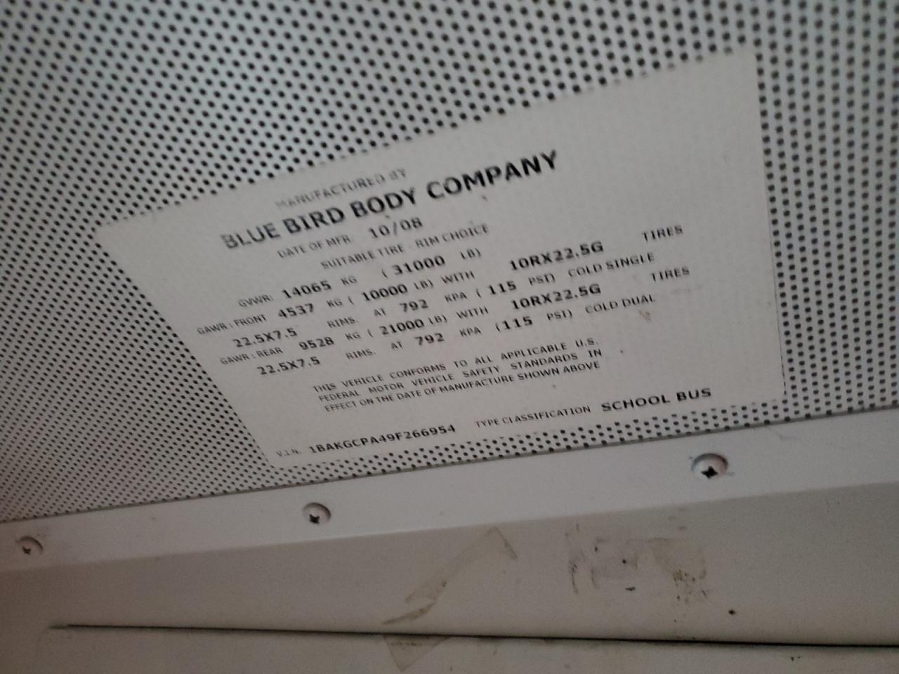 Lot #3276362832 2009 BLUE BIRD SCHOOL BUS