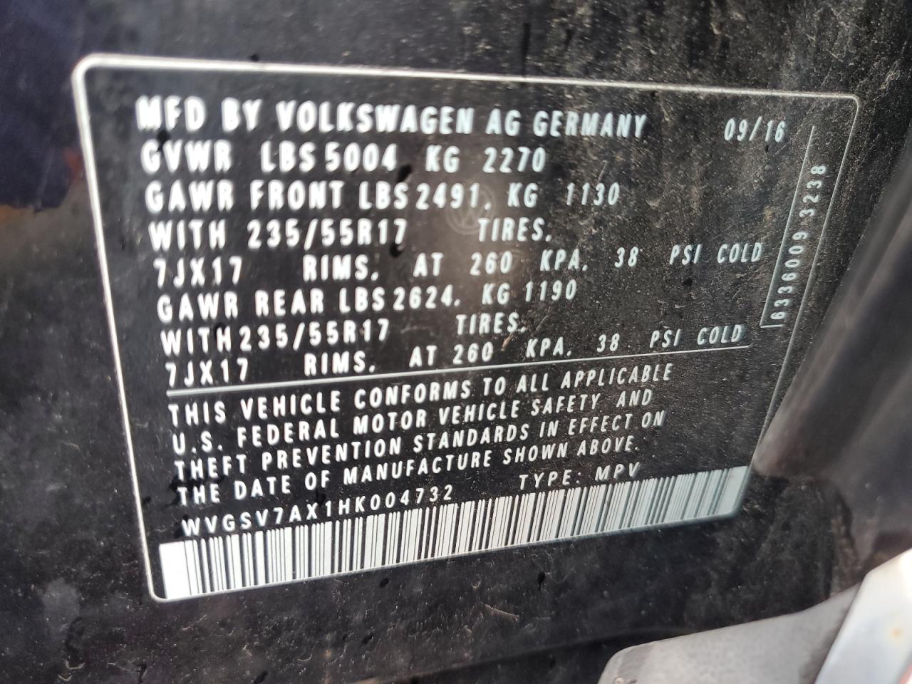 VOLKSWAGEN TIGUAN WOLFSBURG