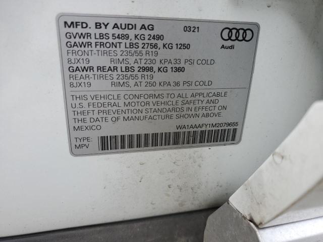 2021 AUDI Q5 PREMIUM WA1AAAFY1M2079655