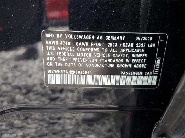 2019 VOLKSWAGEN ARTEON SEL WVWHR7AN2KE027010