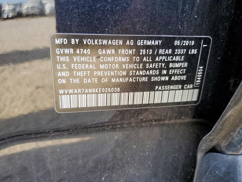 2019 VOLKSWAGEN ARTEON SE WVWAR7AN8KE025036