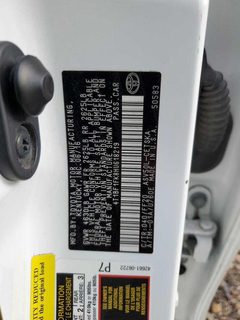 2017 TOYOTA CAMRY LE #3279843262