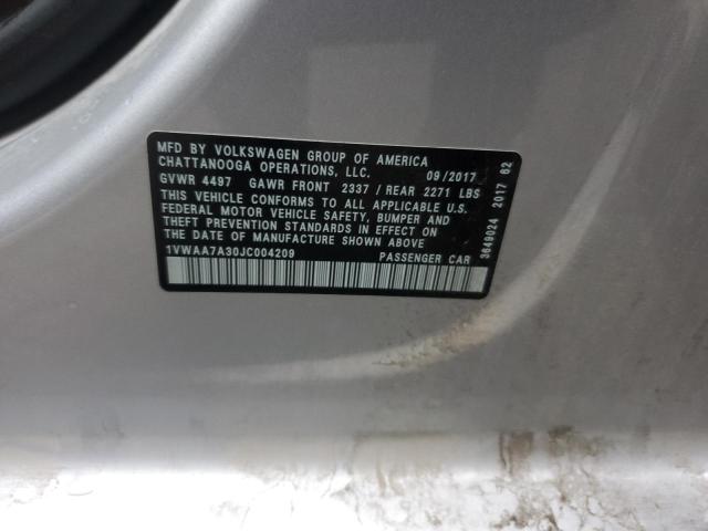 2018 VOLKSWAGEN PASSAT S 1VWAA7A30JC004209