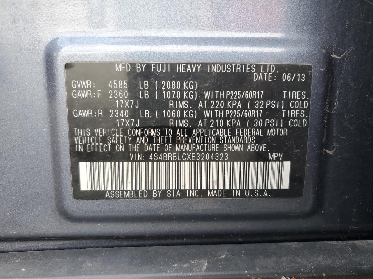 SUBARU OUTBACK 2.5I LIMITED