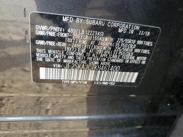 2019 SUBARU FORESTER S JF2SKAJC7KH461400