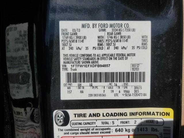 2013 FORD F150 SUPER - 1FTFW1EFXDFB94857