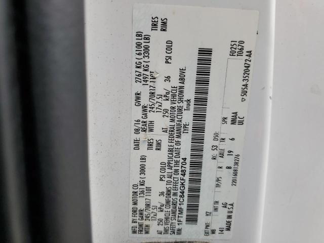 2016 FORD F150 1FTMF1C84GKF48704