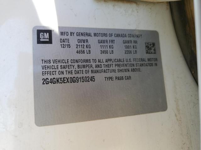 2016 BUICK REGAL 2G4GK5EX0G9150245