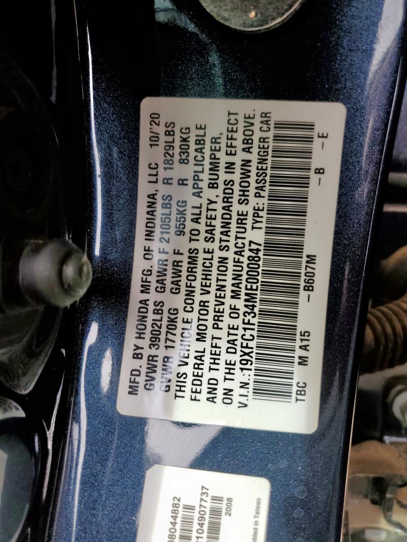 2021 HONDA CIVIC EX #3301945444