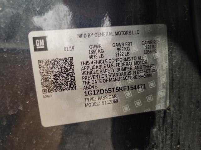 2019 CHEVROLET MALIBU LT - 1G1ZD5ST5KF154471