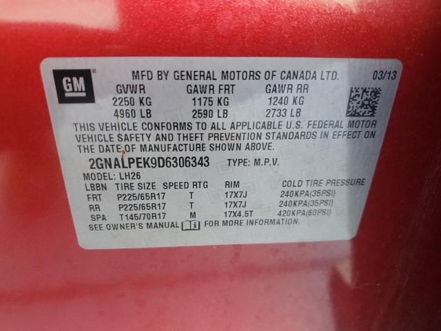 2013 CHEVROLET EQUINOX LT - 2GNALPEK9D6306343