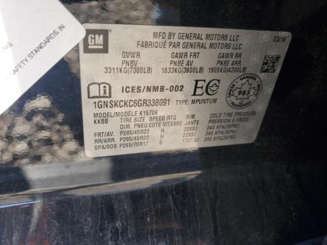 2016 CHEVROLET TAHOE K150 - 1GNSKCKC6GR338091