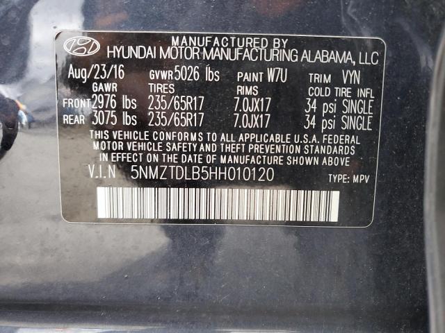 2017 HYUNDAI SANTA FE S - 5NMZTDLB5HH010120