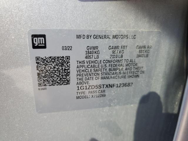 2022 CHEVROLET MALIBU LT - 1G1ZD5STXNF123687