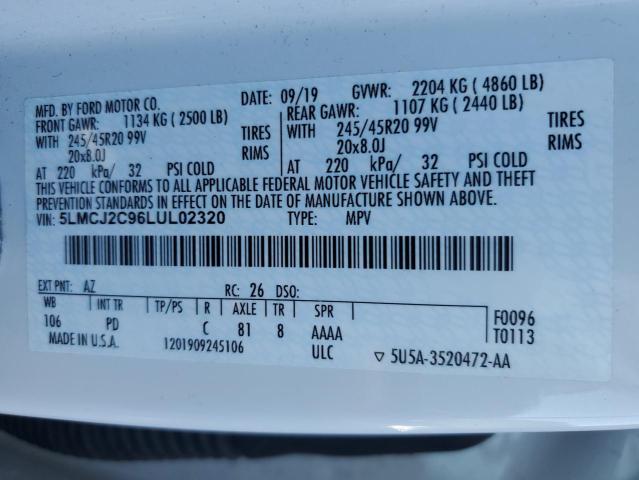 2020 LINCOLN CORSAIR RE 5LMCJ2C96LUL02320