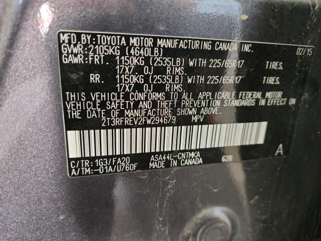 2015 TOYOTA RAV4 XLE 2T3RFREV2FW294679