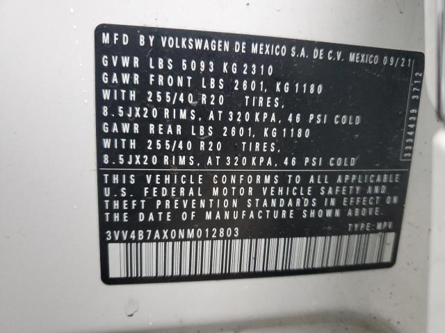 2022 VOLKSWAGEN TIGUAN SEL 3VV4B7AX0NM012803