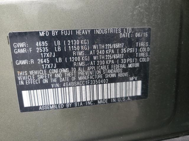 2015 SUBARU OUTBACK 2.5I PREMIUM 4S4BSACC1F3350402