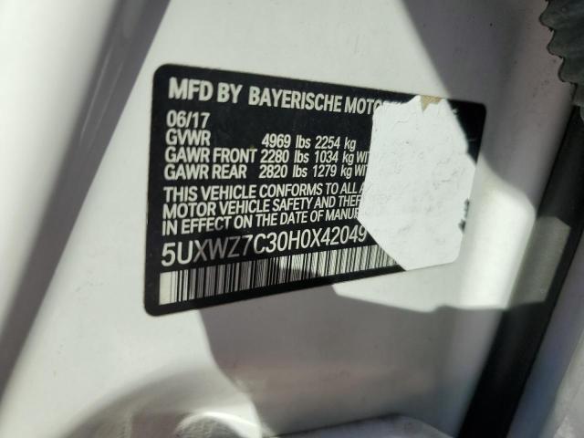 2017 BMW X3 SDRIVE2 5UXWZ7C30H0X42049