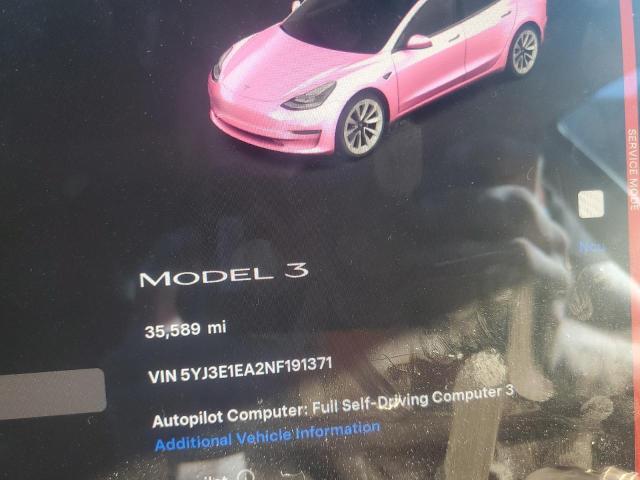 2022 TESLA MODEL 3 - 5YJ3E1EA2NF191371